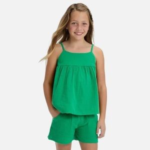 Girls Gauze set, Cat & Jack Sz 4/5 XS (green), shorts and top